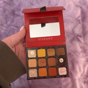 Viseart Red Compact Eyeshadow Palette — Warm Gold, Brown, Orange, Cream, Copper